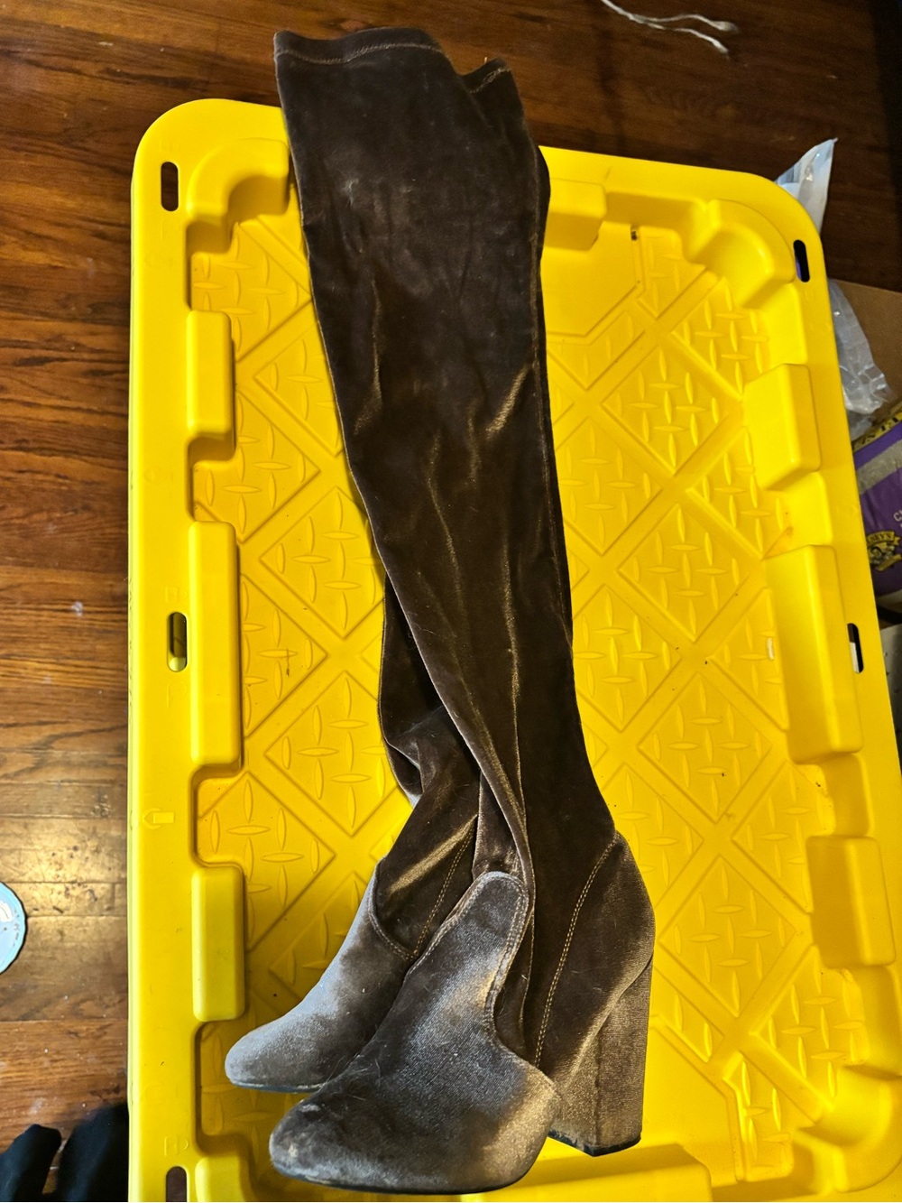 Steve Madden Brown Velvet Over-the-Knee Heeled Boots